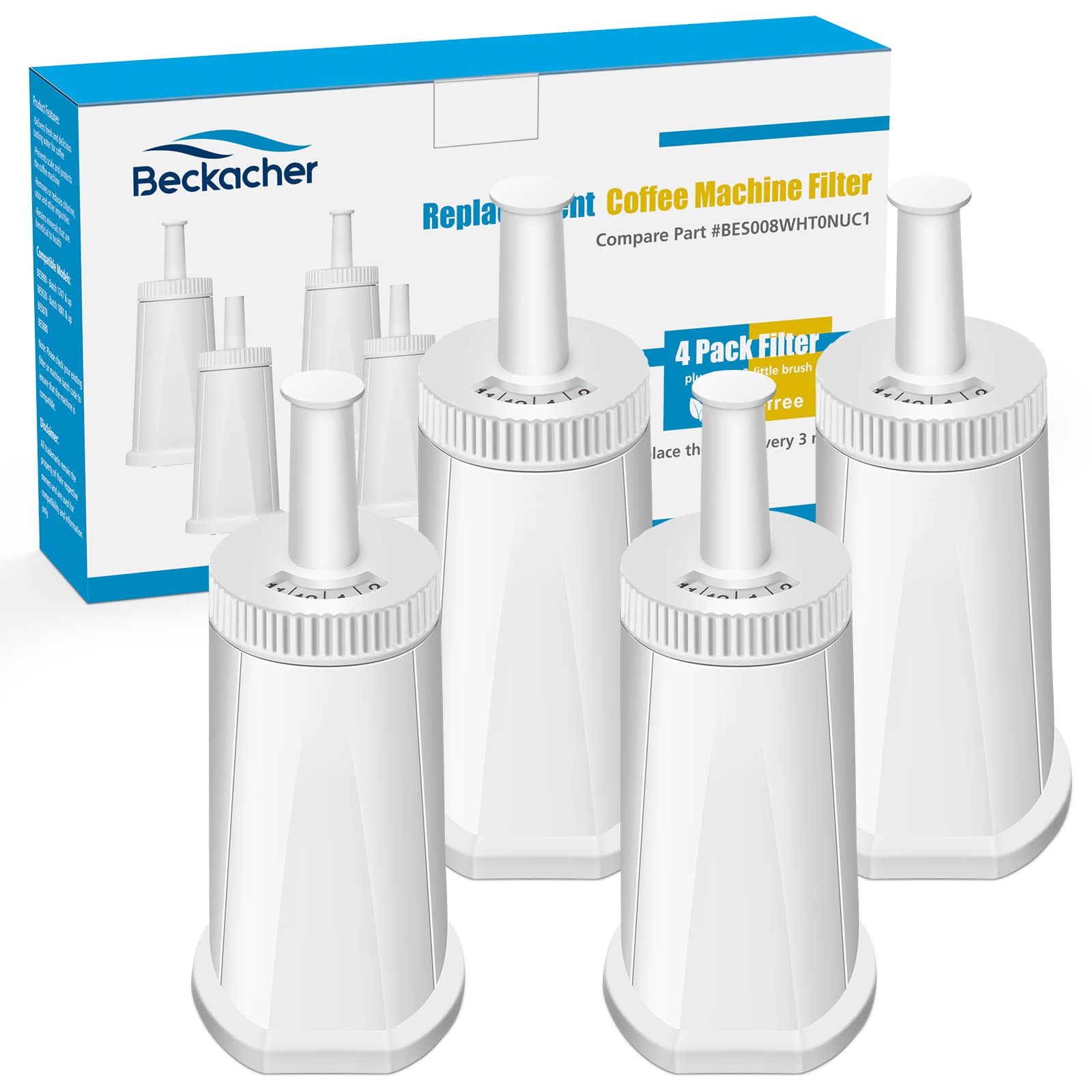 4 Pack Breville Water Filters, Compatible With Breville Bes880 Barista Touch, Bes990 Bes980 Oracle Touch And Bes878 Bes920 Bambi